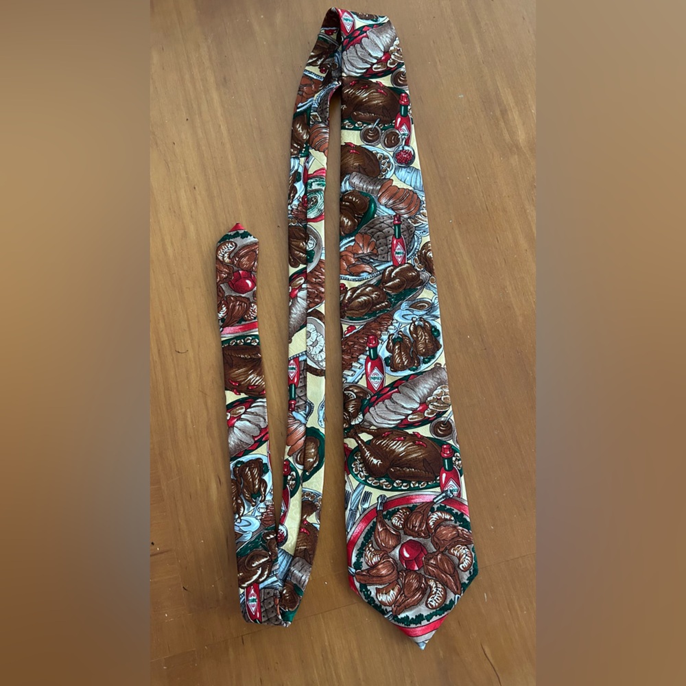 THANKSGIVING TABASCO Vintage Colorful Festive Thanksgiving Imported Silk Tie